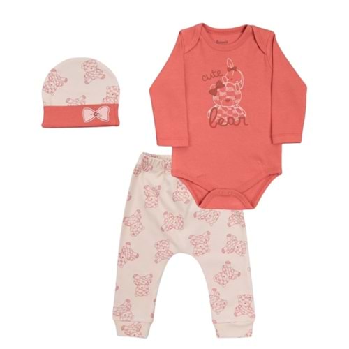 Miniworld 6-9 Ay Cute Bear Baskılı Badili Takım 18512165 - NAR ÇİÇEĞİ