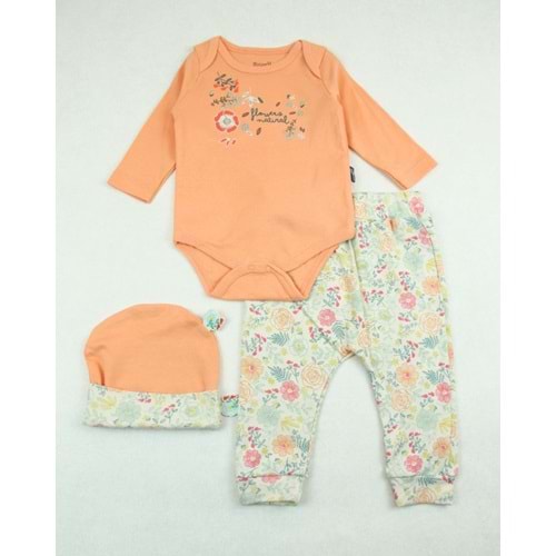 Miniworld 6-9 Ay Natural Flowers Baskılı Badili Takım 18413165 - SOMON