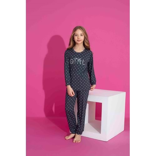Tarık 10-15 Yaş Kız Çocuk Pijama Girl 2934250 - LACİVERT