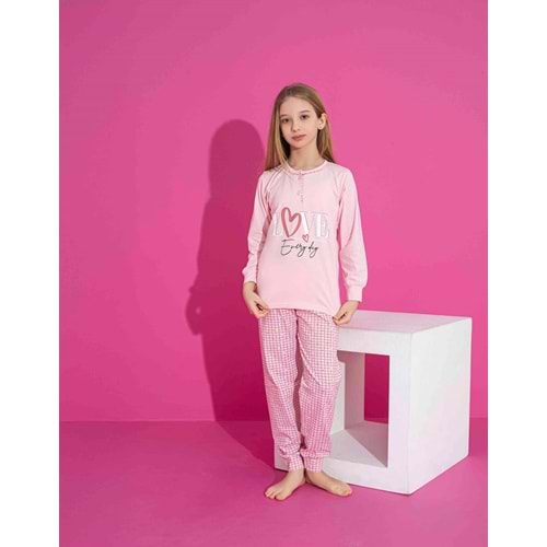 Tarık 10-15 Yaş Kız Çocuk Pijama Love 3051250 - PEMBE