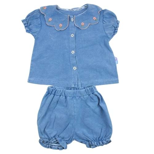 Baby Bu Brode Nakışlı 6/24 Ay Kız Gömlekli Takım 0193257 - MAVİ
