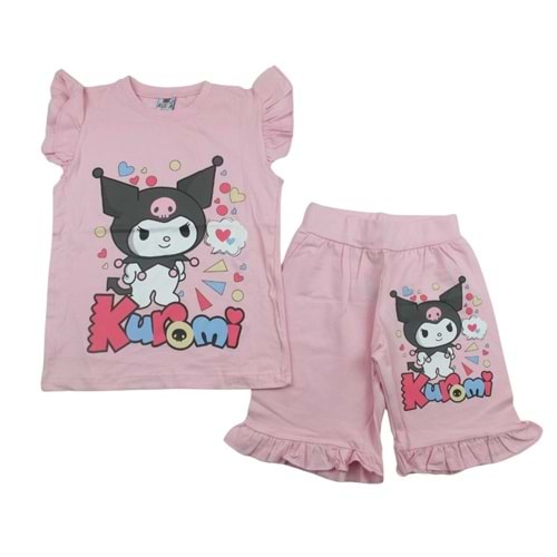 Kübrakids Kuromi 5-10 Yaş Kız Şortlu Takım-0135 - PEMBE