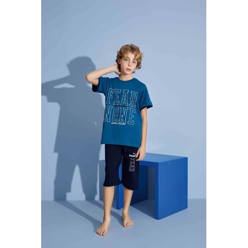 Tarık 6-11 Yaş Erkek Çocuk Kapri Pijama Takım 3922210 - KOYU MAVİ