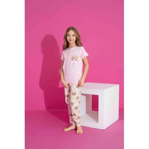 Tarık 6-11 Yaş Kız Çocuk Rainbw Pijama Takımı 2982210 - PEMBE