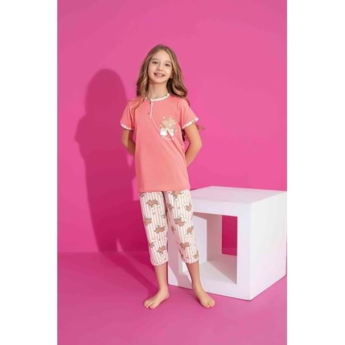 Tarık 6-11 Yaş Kız Çocuk Rainbow Kapri Pijama Takımı 2984210 - NAR ÇİÇEĞİ