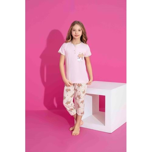 Tarık 2-6 Yaş Kız Çocuk Kapri Pijama Takımı 2983185 - PEMBE