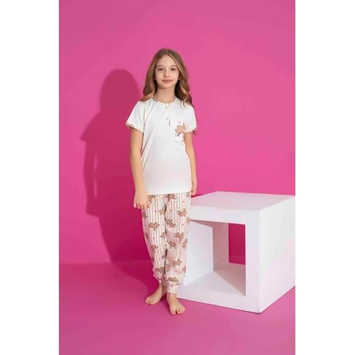 Tarık 2-6 Yaş Kız Çocuk Rainbow Pijama Takımı 2981185 - BEYAZ