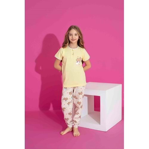 Tarık 2-6 Yaş Kız Çocuk Rainbow Pijama Takımı 2981185 - SARI