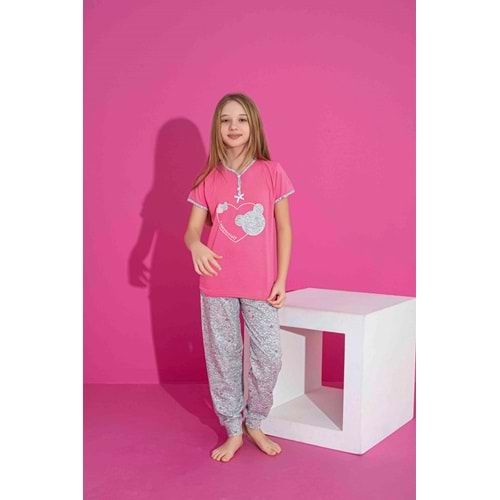Tarık 2-6 Yaş Kız Çocuk Loveyourself Pijama Takımı 3037185 - KOYU PEMBE