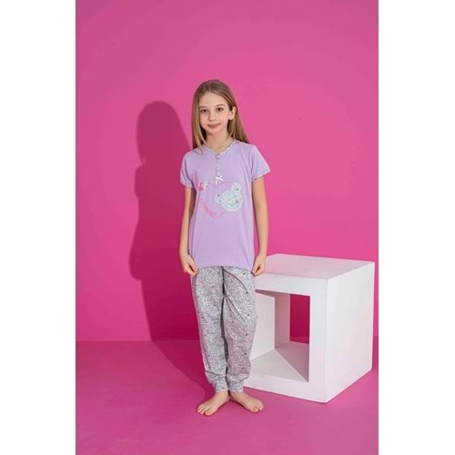 Tarık 2-6 Yaş Kız Çocuk Loveyourself Pijama Takımı 3037185 - LİLA