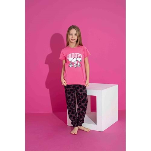 Tarık 2-6 Yaş Kız Çocuk Snopy Pijama Takımı 3063185 - KOYU PEMBE