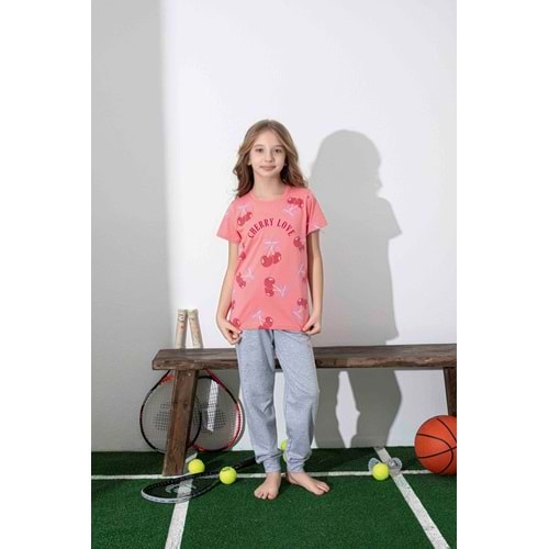 Tarık 2-6 Yaş Kız Çocuk Cherry Love Pijama Takımı 2995185 - NAR ÇİÇEĞİ