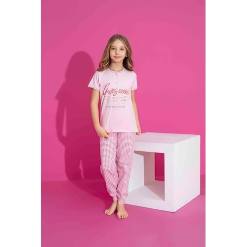 Tarık 10-15 Yaş Kız Çocuk Awesome Pijama Takımı 2971245 - PEMBE