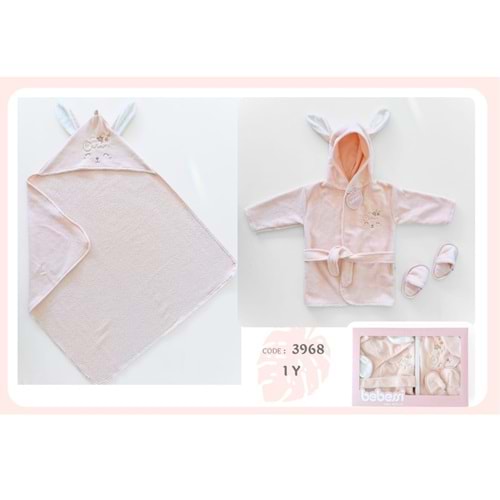 Bebessi Bebek 3lü Bornoz Seti-3968531 - PEMBE
