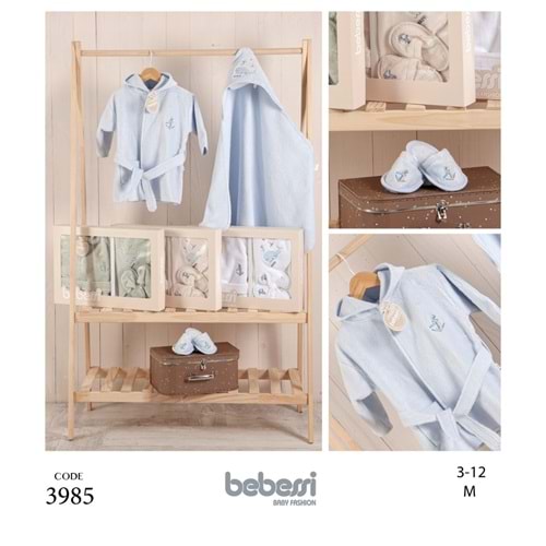 Bebessi Bebek 3lü Bornoz Seti-3985531 - MAVİ