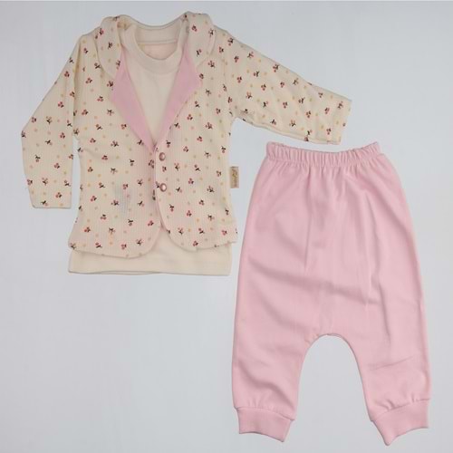Babyim 3-6-9 Kız Çiçekli 3lü Takım-2109224 - KREM