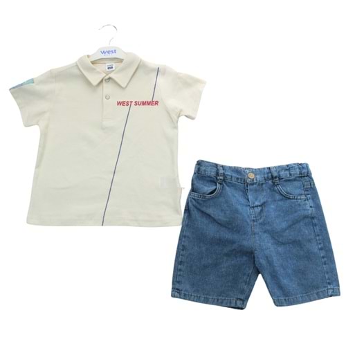 Erkek 3-6 Summer Baskılı Organik İkili Takım-325548275 - KREM