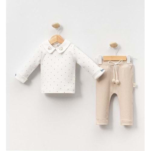 Cayzen 3-12 Ay Erkek Puanlı İkili Takım-6002230 - KREM