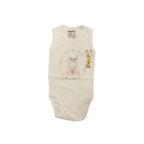 Babytoo 1-3 Yaş Bebek Askılı Çıtçıtlı Badi Kalpli Tavşan-7305051 - BEJ