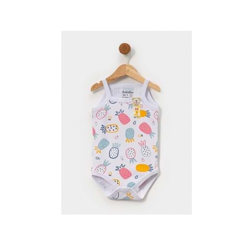 Babytoo 1-3 Yaş Bebek Askılı Çıtçıtlı Badi Ananas-7305051 - BEYAZ
