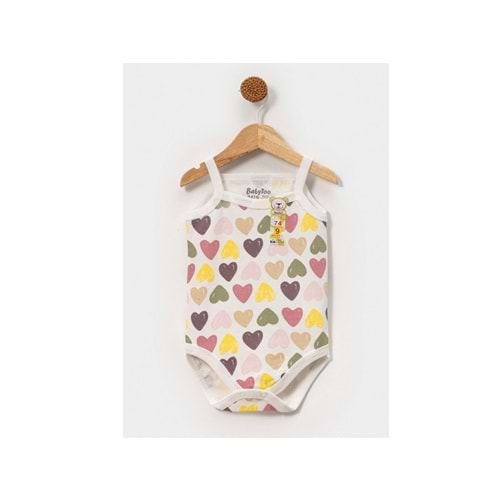 Babytoo 1-3 Yaş Bebek İp Askılı Çıtçıtlı Badi Büyük Kalpli-7305051 - BEJ