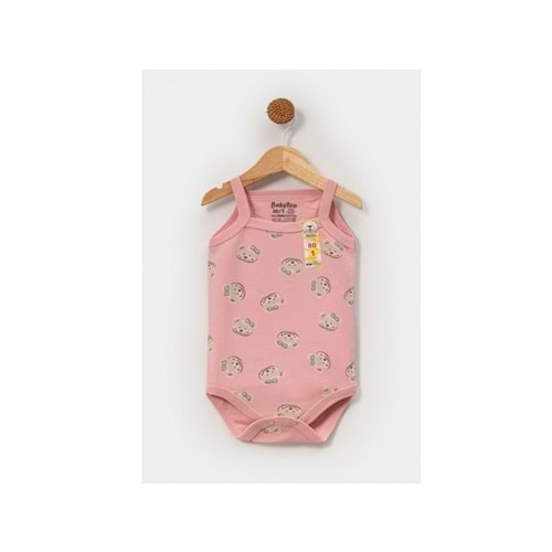 Babytoo 1-3 Yaş Bebek İp Askılı Çıtçıtlı Badi Ayıcık-7305051 - GÜL KURUSU