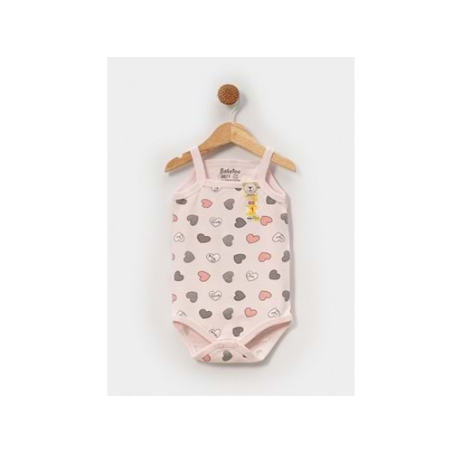 Babytoo 1-3 Yaş Bebek İp Askılı Çıtçıtlı Badi Simli Kalpli-7305051 - PEMBE