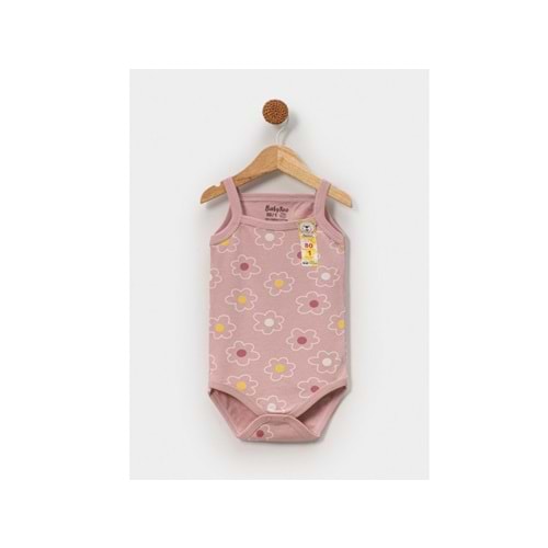 Babytoo 1-3 Yaş Bebek İp Askılı Çıtçıtlı Badi Çiçekli-7305051 - PEMBE
