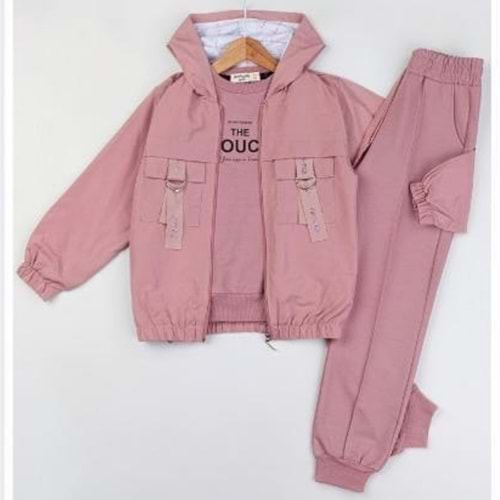 Yavrucak Couch Ceketli Kız 5/8 Yaş 3lü Takım-6049540 - PEMBE