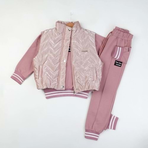 Yavrucak Youre Loved Yelekli Kız 5/8 Yaş 3lü Takım-6052599 - PEMBE