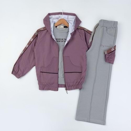 Yavrucak Kapşon Ceketli 9-12 Yaş Kız 3lü Takım-7062594 - MOR