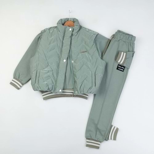 Yavrucak Youre Loved Yelekli 9-12 Yaş Kız 3lü Takım-7052648 - YEŞİL