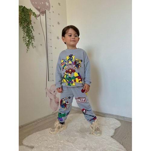 Jelibom Avangers 3 İplik 3-10 Yaş Erkek İkili Takım-500284 - GRİ