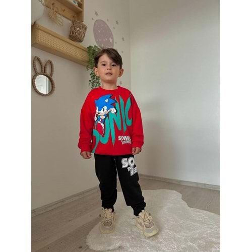 Jelibom Sonic 3 İplik 3-10 Yaş Erkek İkili Takım-500284 - KIRMIZI