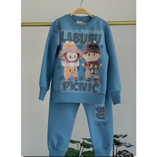 3-10 Yaş Erkek Labubu Eşofman Takım- 8189245 - MAVİ