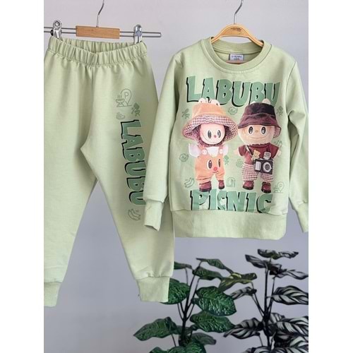 3-10 Yaş Erkek Labubu Eşofman Takım- 8189245 - YEŞİL
