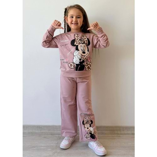 3-10 Yaş Minnie Kız Eşofman Takım- 8175245 - GÜL KURUSU