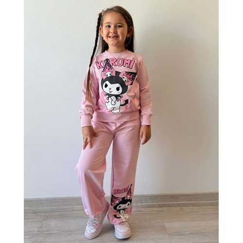 3-10 Yaş Kuromi Kız Eşofman Takım- 8173245 - AÇIK PEMBE