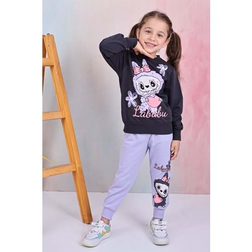 3-10 Yaş Labubu Kız Eşofman Takım- 8188245 - MOR