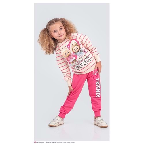 3-10 Yaş Labubu Kız İkili Takım- 8228245 - PEMBE