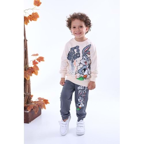 7247-2100 Bugs Bunny 2li Eşofman Takım - GRİ