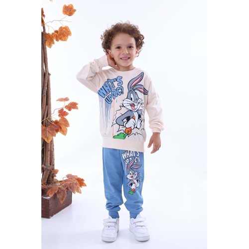 7247-2100 Bugs Bunny 2li Eşofman Takım - MAVİ
