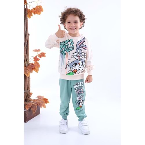 7247-2100 Bugs Bunny 2li Eşofman Takım - YEŞİL
