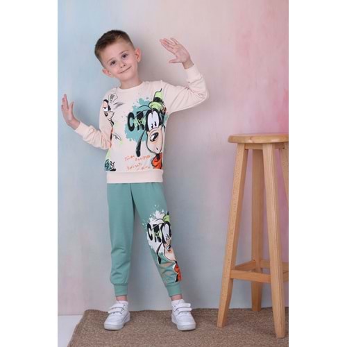 7242-2100 Goofy 2li Eşofman Takım - YEŞİL