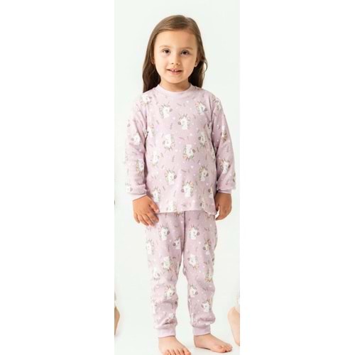 Miniworld Kız 7-9 Yaş Unicorn Baskılı Sıfır Yaka Pijama Takımı-19085215 - LİLA