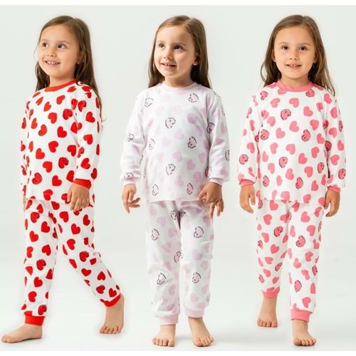Miniworld Kız 6-24 Aylık Kalp Baskılı Sıfır Yaka Pijama Takımı-18731145 - PEMBE