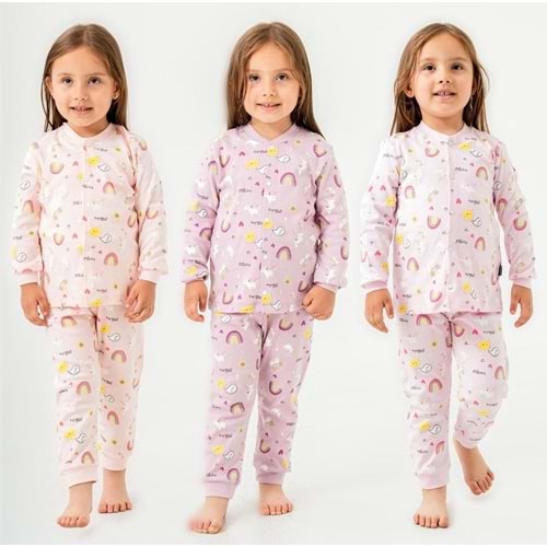 Miniworld Kız 6-24 Aylık Güneş Baskılı Çıtçıtlı Pijama Takımı-18726145 - PEMBE