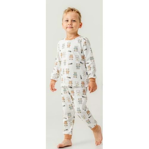 Miniworld Erkek 6-24 Aylık Bear Baskılı Sıfır Yaka Pijama Takımı-18739145 - KREM - KAHVERENGİ