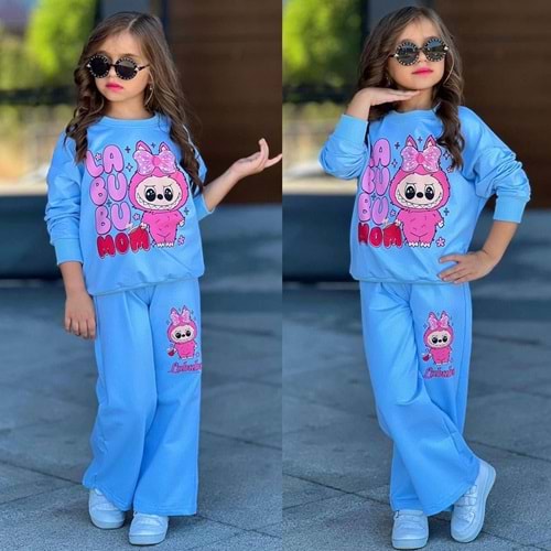 3-10 Yaş Labubu Kız İkili Takım- 6438245 - MAVİ