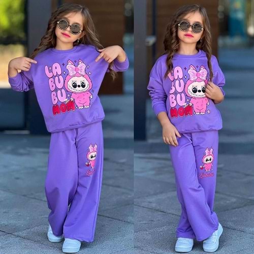 3-10 Yaş Labubu Kız İkili Takım- 6438245 - MOR